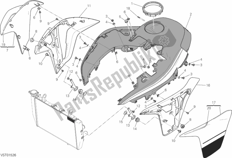 All parts for the 34a - Fairing of the Ducati Multistrada 1200 S Pikes Peak USA 2017